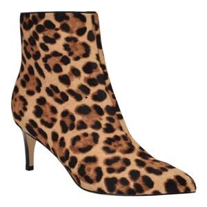 Nine West Women's Sheeba Pointy Toe Stiletto Heel Dress Booties Leopard Size 5 M